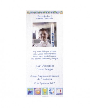 santito con foto de primera comunión