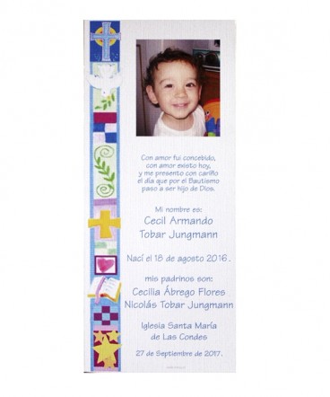 Santito marcalibro con foto de bautizo