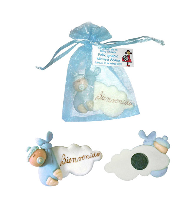 Bebe en bolsa con nube recuerdo baby Shower