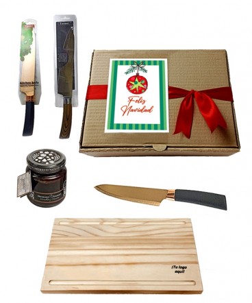 Set tabla cuchillo y aperitivo regalo de navidad