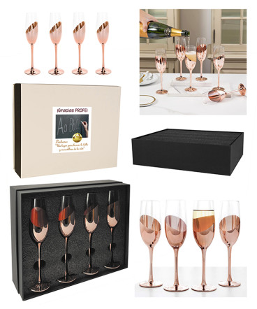 Set 4 copas Champagne regalo dia del profesor