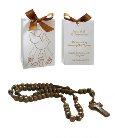 Rosario en bolso personalizado recuerdo de confirmación
