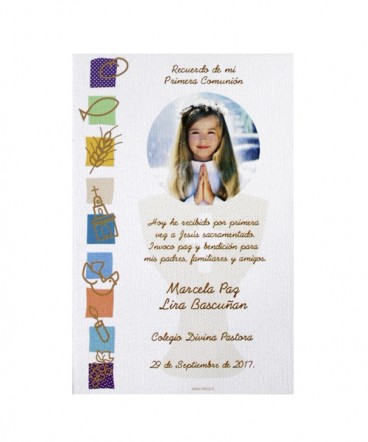 Santito con foto de primera comunión
