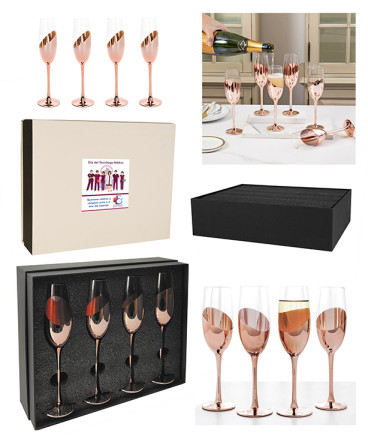 Set 4 copas Champagne regalo del tecnólogo médico