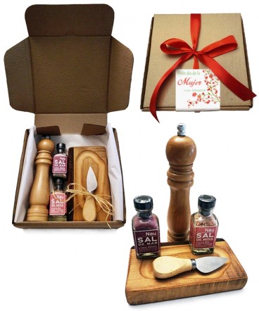 Pack tabla y sales gourmet regalo día de la mujer