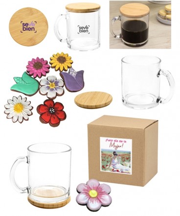 Taza tapa Bambú galleton regalo dia de la mujer