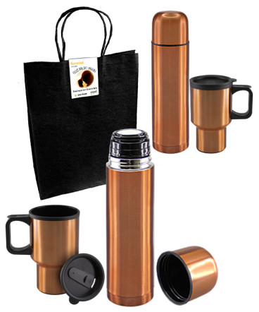 Termo y mug color cobre regalo dia del minero