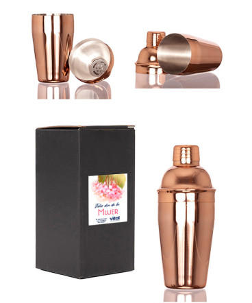 Coctelera metálica encobrizada regalo dia de la mujer