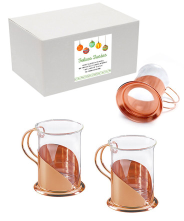 Set de 2 tazas encobrizadas regalo de navidad
