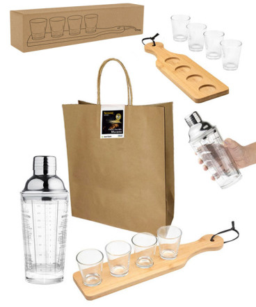 Set coctelera y vasos regalo dia del minero
