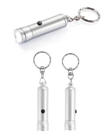 Llavero Linterna plateada LED