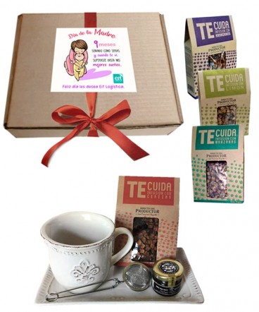 Kit taza plato con infusión regalo día de la madre