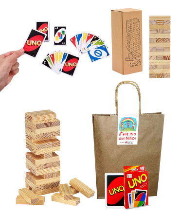 Juego JENGA y UNO regalo dia del niño
