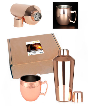 Set botella y tazón cobrizado regalo dia del minero 