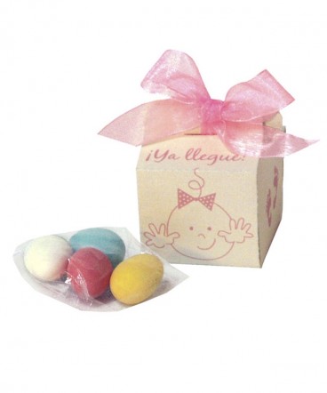 Caja caritas cinta organza de Bautizo