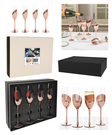 Set 4 copas Champagne regalo dia del medico