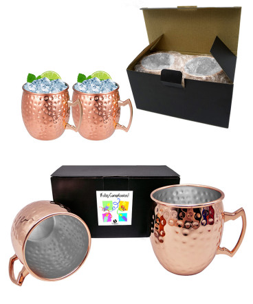 Set Mug Encobrizado Martillado regalo de cumpleaños