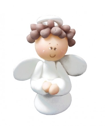 Cúpula de torta angel blanco cerámica de bautizo