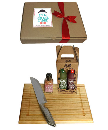 Kit aliño tabla cuchillo regalo dia del padre