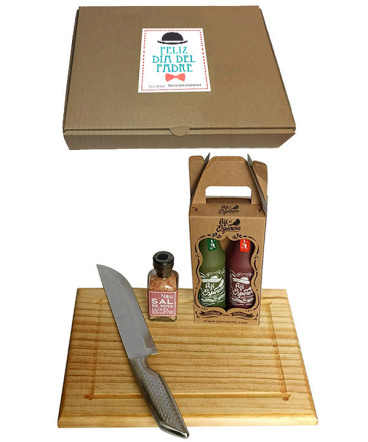 Kit aliño tabla cuchillo regalo dia del padre