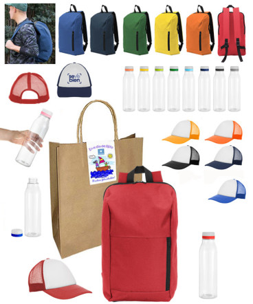 Set mochila gorro y botella regalo dia del niño