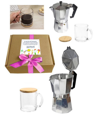 Set Cafetera y taza regalo dia del trabajo